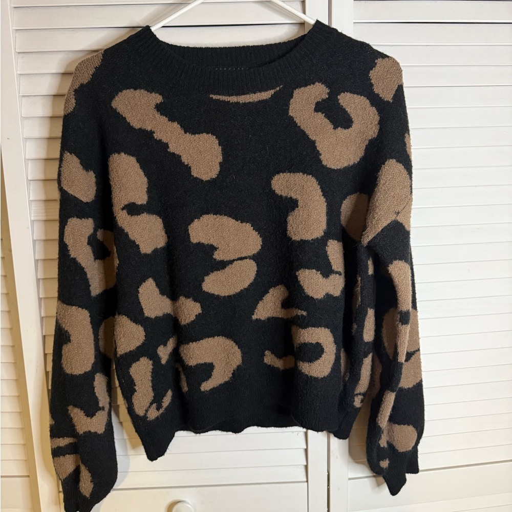 SHEIN Black and Brown Patterned Sweater